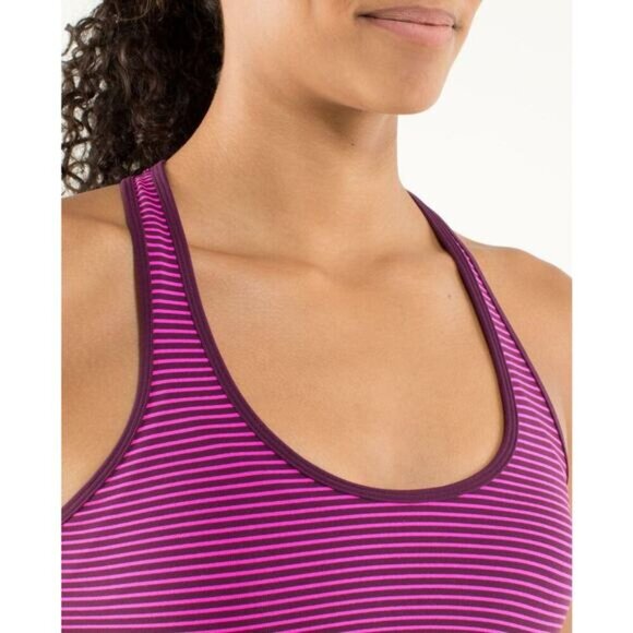 LULULEMON Cool Racerback Sz 4 Hyper Stripe Raspberry Glo Light / Plum - Picture 3 of 9
